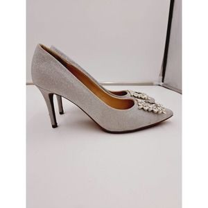 Dream Pairs StilettoHeel Pointed Toe Rhinestone Wedding Dress Slip On Shoes 9.5